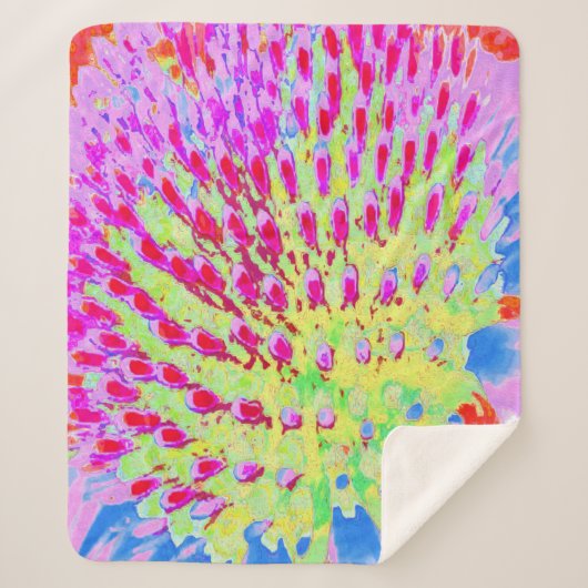 Meerkleurige Abstracte regenboogkloonventilator Sherpa Deken (Voorkant)