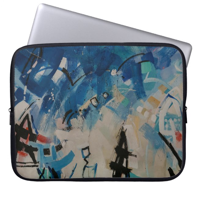 Meerkleurige abstracte wand laptop sleeve (Voorkant)