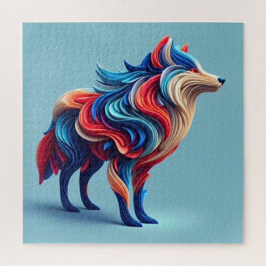 Meerkleurige abstracte wolf legpuzzel (Verticaal)