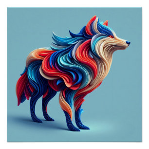 Meerkleurige abstracte wolf perfect poster