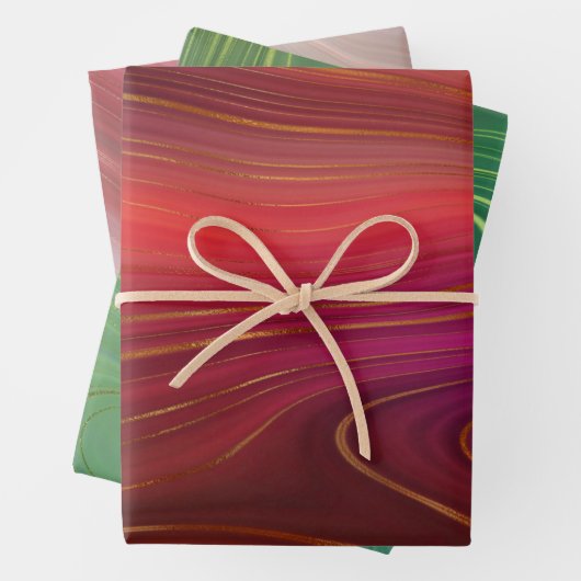 Meerkleurige Agaat Marmeren Patronen met Gouden Ac Inpakpapier Vel (In situ)