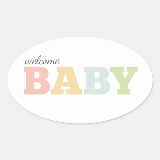 Meerkleurige baby stickers, ovaal, genderneutraal ovale sticker (Voorkant)