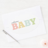 Meerkleurige baby stickers, ovaal, genderneutraal ovale sticker (Envelop)