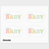 Meerkleurige baby stickers, ovaal, genderneutraal ovale sticker (Vel)