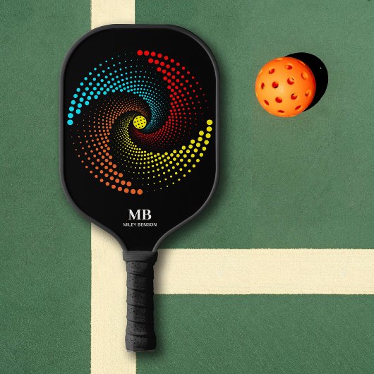 Meerkleurige bal gestippelde cirkel Monogram Naam Pickleball Paddle