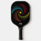 Meerkleurige bal gestippelde cirkel Monogram Naam Pickleball Paddle (Voorkant)