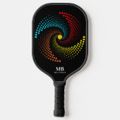 Meerkleurige bal gestippelde cirkel Monogram Naam Pickleball Paddle (Achterkant)