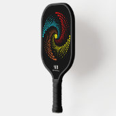 Meerkleurige bal gestippelde cirkel Monogram Naam Pickleball Paddle (Links)
