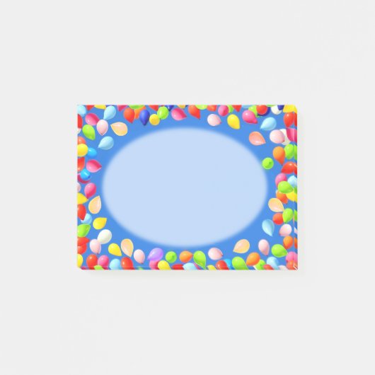 Meerkleurige ballonnen op lichtblauw post-it® notes (Voorkant)