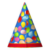 Meerkleurige ballonnen op sky blue feesthoedjes (Achterkant)