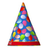 Meerkleurige ballonnen op sky blue feesthoedjes (Rechts)