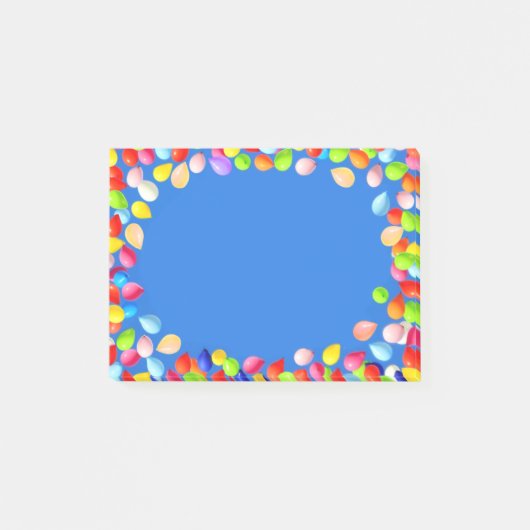 Meerkleurige ballonnen op sky blue post-it® notes (Voorkant)