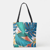 Meerkleurige bladeren & palmbladeren tote bag (Achterkant)
