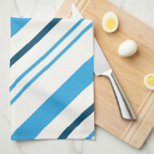 Meerkleurige blauwe strepen op witte achtergrond theedoek (Quarter Fold)