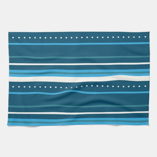 meerkleurige blauwe strepen theedoek (Horizontaal)