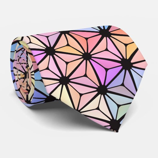 Meerkleurige bloem van gekleurd glas stropdas (Opgerold)