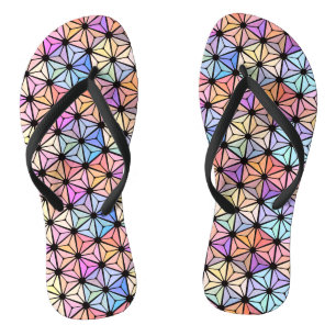 Meerkleurige bloem van gekleurd glas teenslippers