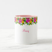 Meerkleurige bloemen en kalligrafie tweekleurige koffiemok (Center)