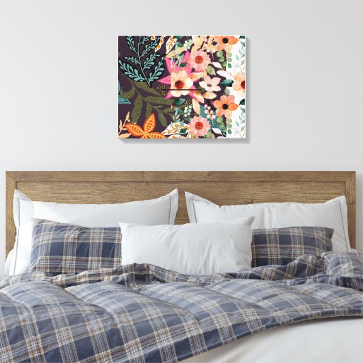 Meerkleurige bloemenprint op canvas. canvas afdruk (Insitu (Slaapkamer))