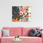Meerkleurige bloemenprint op canvas. canvas afdruk (Insitu (Woonkamer))