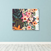 Meerkleurige bloemenprint op canvas. canvas afdruk (Insitu (Houten vloer))