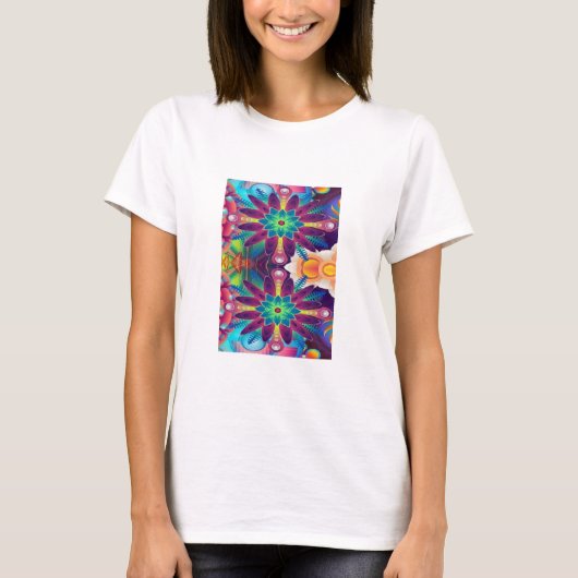 Meerkleurige bloemetkunst t-shirt (Voorkant)
