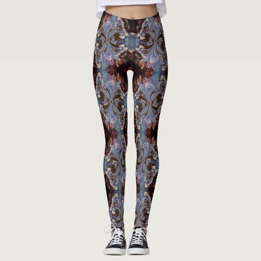Meerkleurige Boho Fractal Art Pattern-Leggings Leggings (Voorkant)