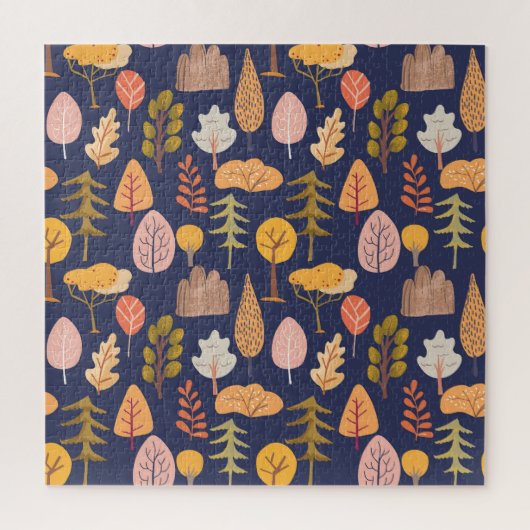 Meerkleurige Bomen: Midden herfst Legpuzzel (Verticaal)