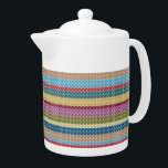 Meerkleurige, breiachtige stijl, gestreept theepot<br><div class="desc">theepot</div>