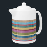 Meerkleurige, breiachtige stijl, gestreept theepot<br><div class="desc">theepot</div>