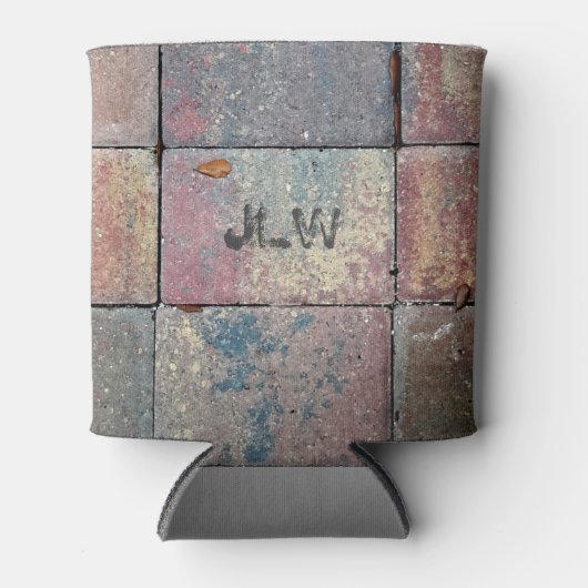 Meerkleurige brick met Initialen Blikjeskoeler (Voorkant)