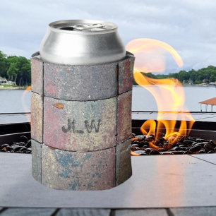 Meerkleurige brick met Initialen Blikjeskoeler