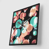 Meerkleurige bubbels op een zwarte achtergrond vierkante klok (Hoek)