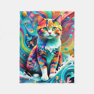 Meerkleurige Cat 759 Watergolf Fleece Deken