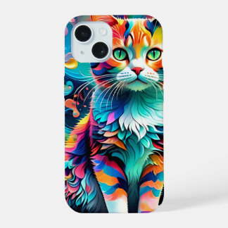 Meerkleurige Cat 759 Watergolf iPhone 15 Case