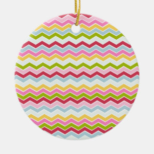 Meerkleurige chevron zigzag keramisch ornament