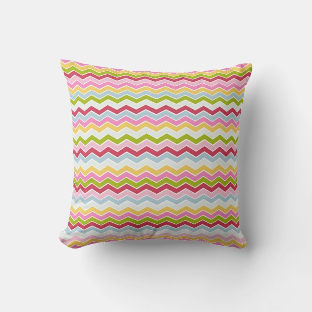 Meerkleurige chevron zigzag kussen (Voorkant)