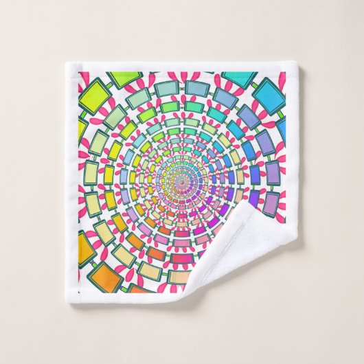 MEERKLEURIGE CIRKELS BAD HANDDOEK (Wasdoekje)