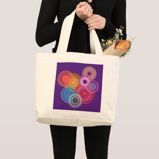 Meerkleurige cirkels grote tote bag (Voorkant (product))