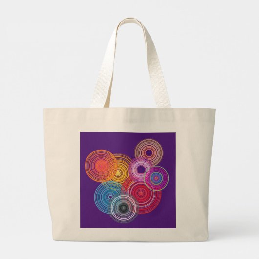 Meerkleurige cirkels grote tote bag (Achterkant)
