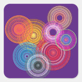 Meerkleurige cirkels vierkante sticker (Voorkant)