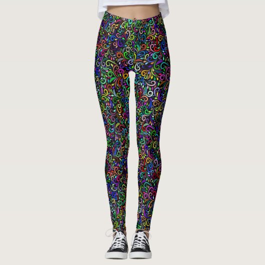 Meerkleurige Curly Q Swish Leggings (Voorkant)