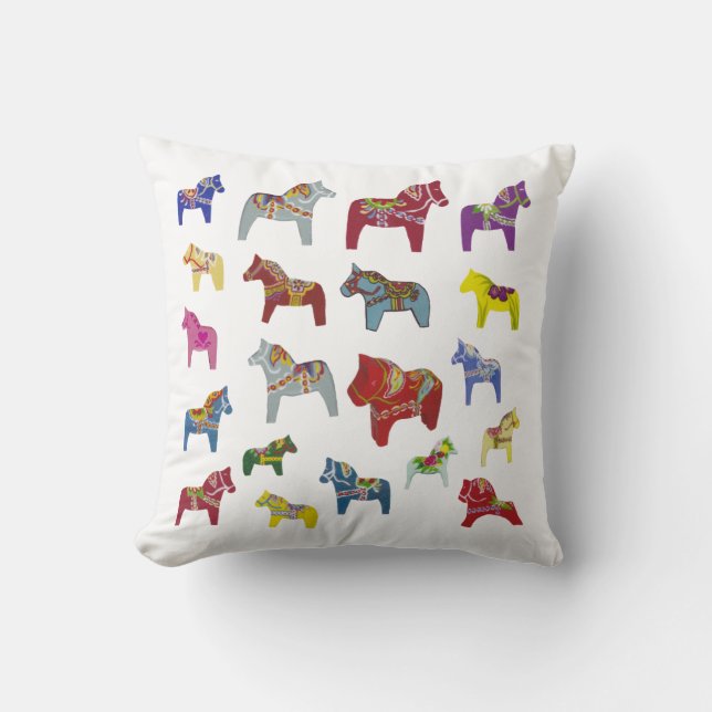 Meerkleurige Dala Horse Pillow Kussen (Voorkant)