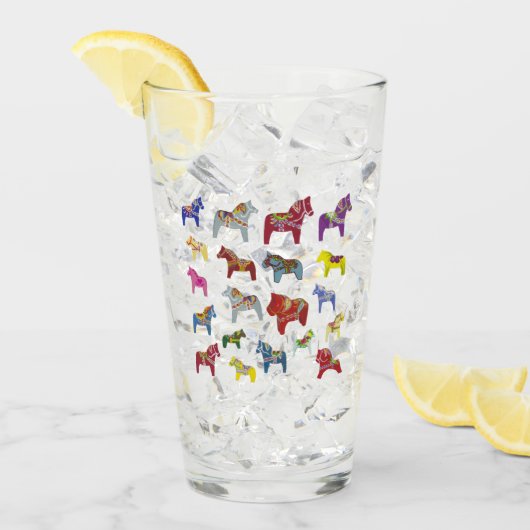 Meerkleurige Dala-paarden Glas (Voorkant ijs)