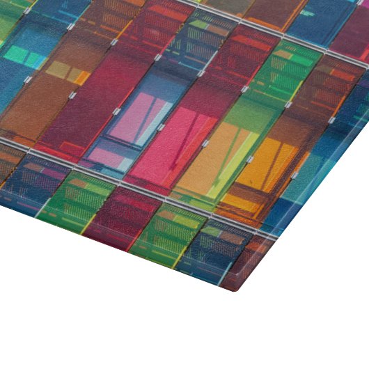 Meerkleurige details van het bedrijfsgebouw snijplank (Hoek)