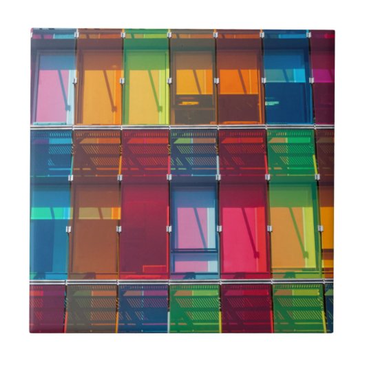 Meerkleurige details van het bedrijfsgebouw tegeltje (Voorkant)