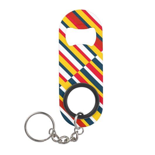 Meerkleurige diagonale strepen mini flessenopener (Voorkant)