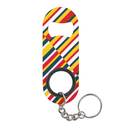 Meerkleurige diagonale strepen mini flessenopener (Achterkant)