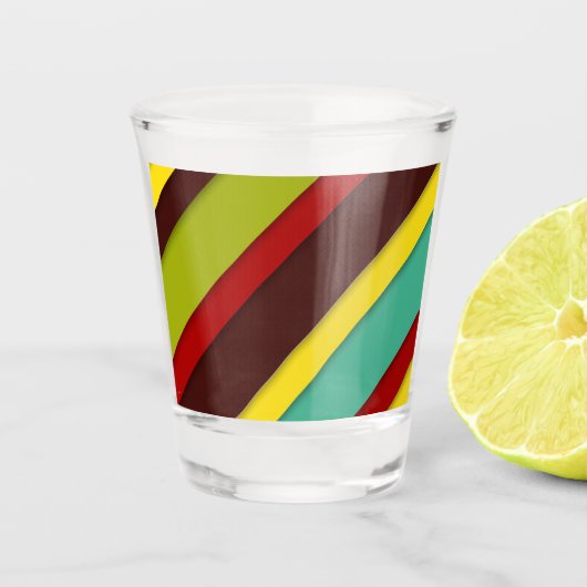 Meerkleurige diagonale strepen shot glas (Voorkant)