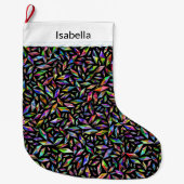 Meerkleurige diamantairs op grote zwarte kerst grote kerstsok (Voorkant)